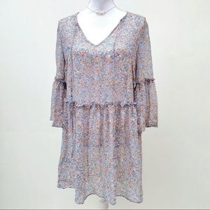 BCBGeneration Tunic Floral Blouse Ruffle Small